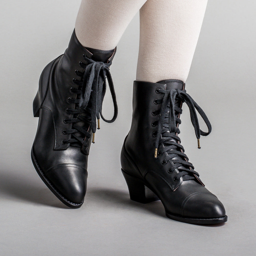 Victorian lace up boots deals flat