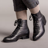 Rainey Vintage Lace-Up Boots (Black)