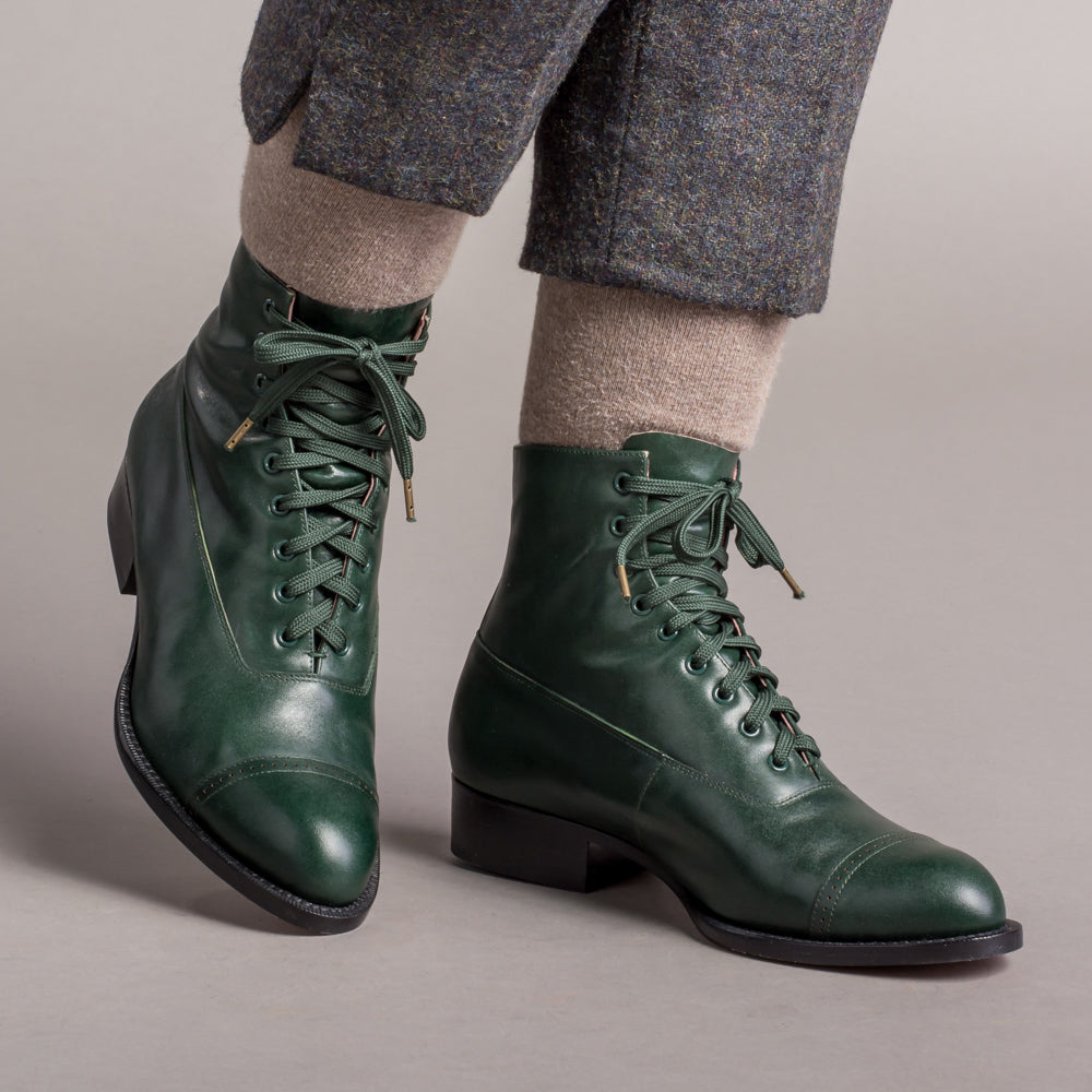 Rainey Vintage Lace-Up Boots (Green) 9