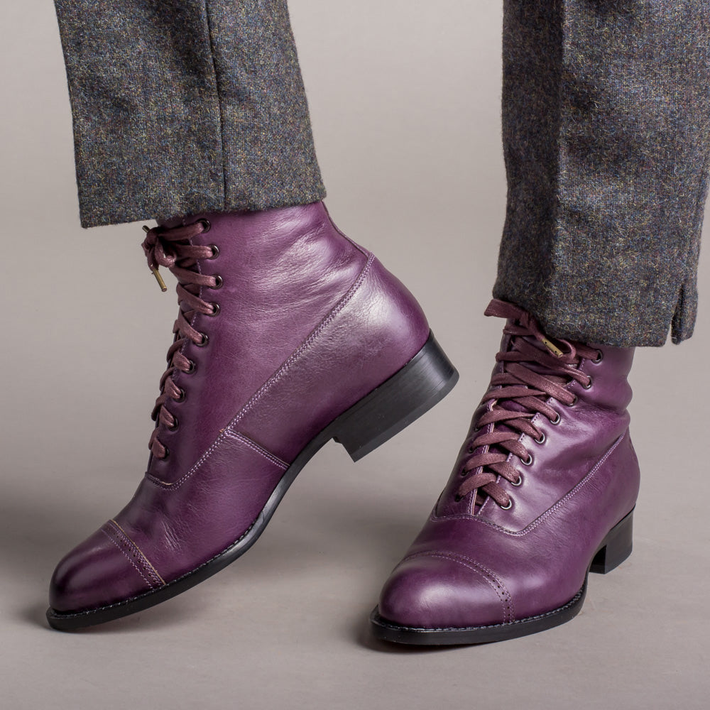 Rainey Women s Vintage Lace Up Boots Purple American Duchess