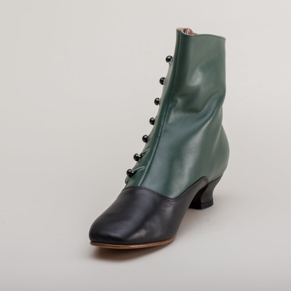 Renoir Women's Victorian Button Boots (Green/Black) – American Duchess