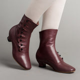 Renoir Victorian Button Boots (Merlot)