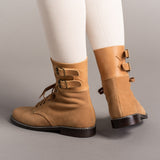 Rosie Vintage Double-Buckle Boots (Tan)