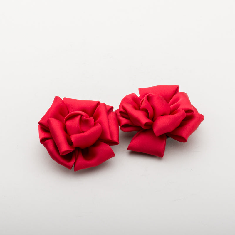 Small Satin Rose Shoe Clips