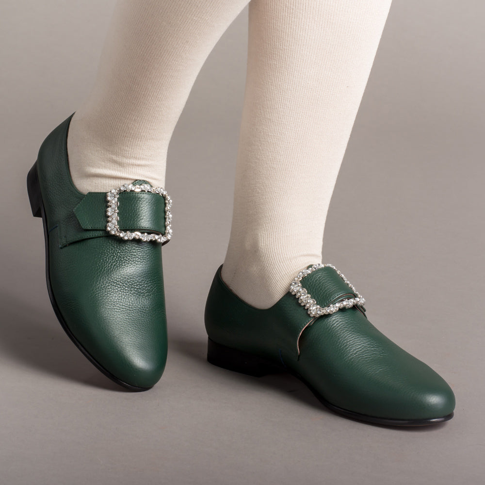 Schuyler 18th Century Shoes (Green) 6.5
